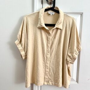 Known Supply Cream Button-Up Shirt, 100% organic cotton, size M